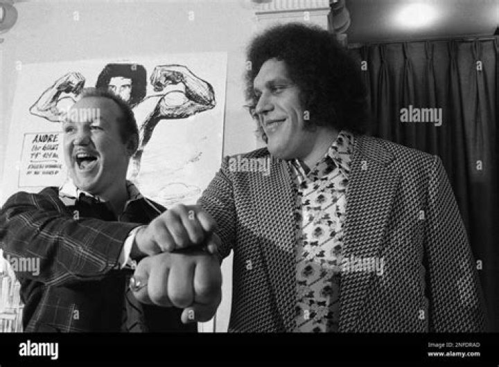 Heavyweight boxer&nbsp;Chuck Wepner compares fists with the Giant in New York, 1976. The Giant's astonishing size often made him feel like an outsider